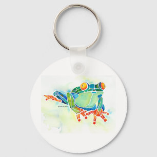 Tree Frog Whimsical Green Key Ring