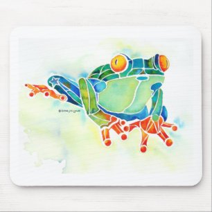 Tree Frog Whimsical Green Mouse Pad