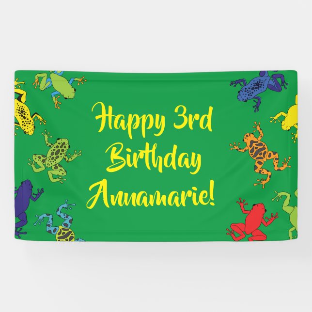 Tree Frogs Kids Birthday Cute Banner (Horizontal)