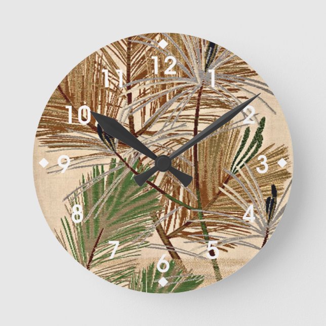 Tree Fronds design Round Clock (Front)
