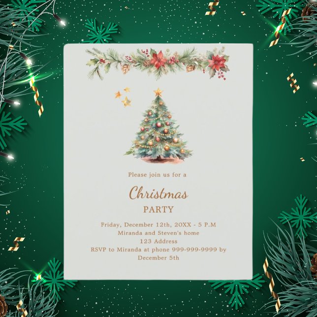Tree garland red green Christmas Party invitation (Creator Uploaded)