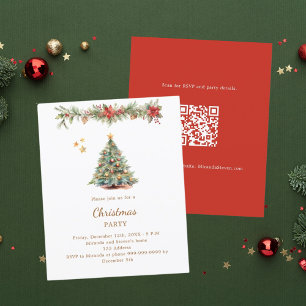 Tree garland red QR Christmas Party invitation