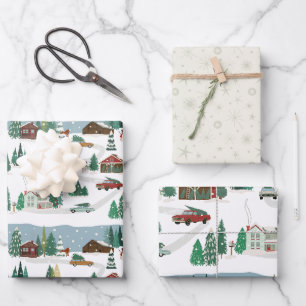 Tree Getting Day Holiday Wrap (3 Sheets) Wrapping Paper Sheet