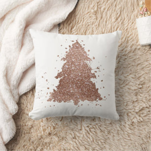 Tree Glam Decor   Copper Rose Gold Christmas Cushion
