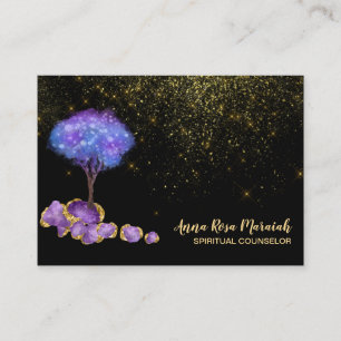 *~* Tree Gold Glitter Amethyst Jewels Magical Business Card