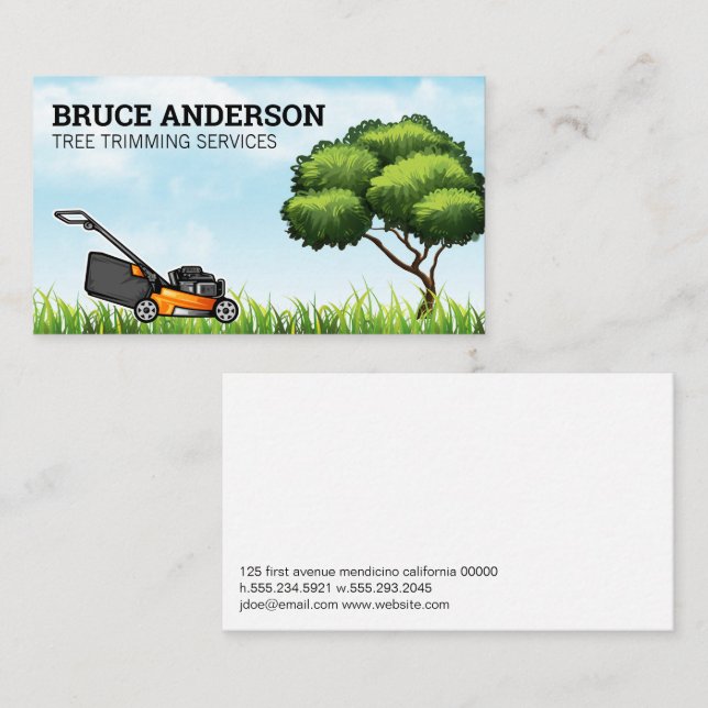 Tree | Grass | Lawn Mower Business Card (Front/Back)