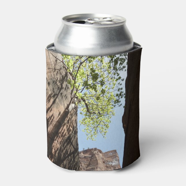 Tree Growing Between Rocks at Zion National Park Can Cooler (Can Front)
