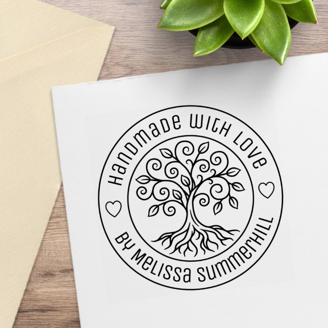 Tree Handmade with Love Round Rubber Stamp (Creator Uploaded)