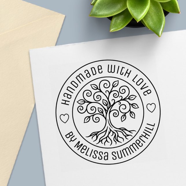 Tree Handmade with Love Round Self-inking Stamp (Creator Uploaded)
