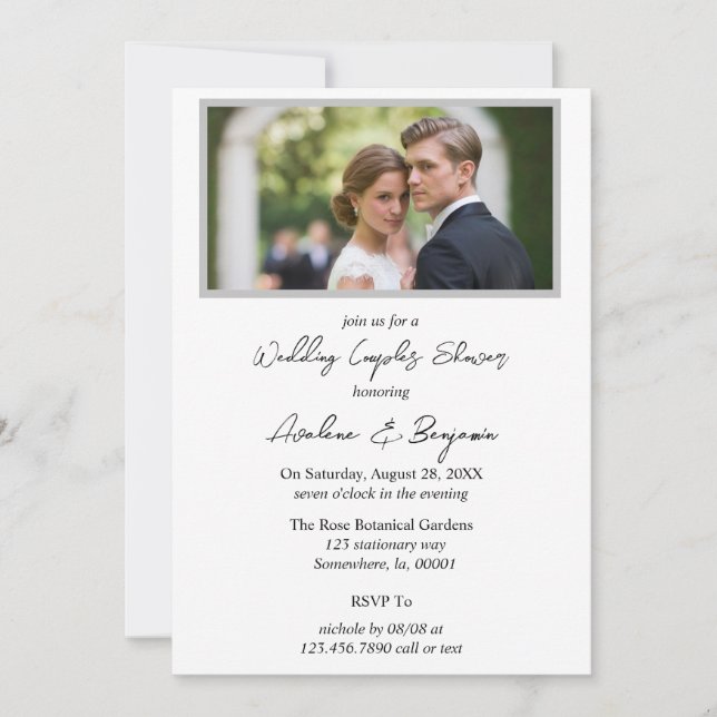 Tree Heart Gradient Photo Wedding Couples Shower Invitation (Front)