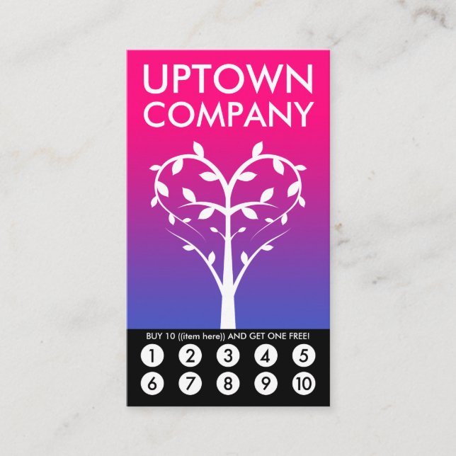 Tree Heart Loyalty Punch Card (Front)