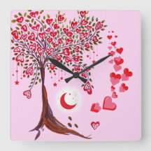Tree Heart Wall Clock