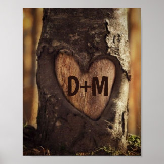 Tree Heart With Customisable Initials Poster