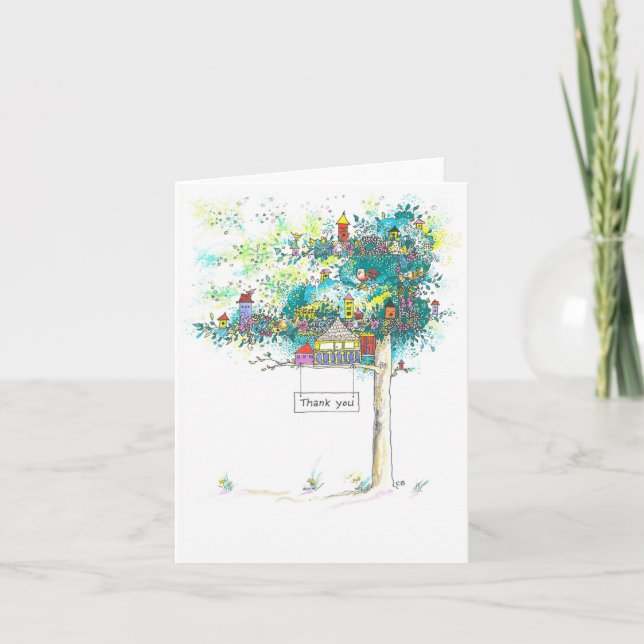 "Tree Houses" Custom Thank You Note Card (Front)