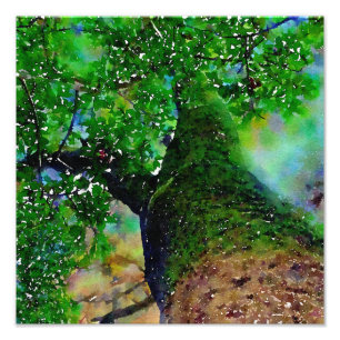 "Tree Hug" Digital Watercolor Photo Enlargement Print