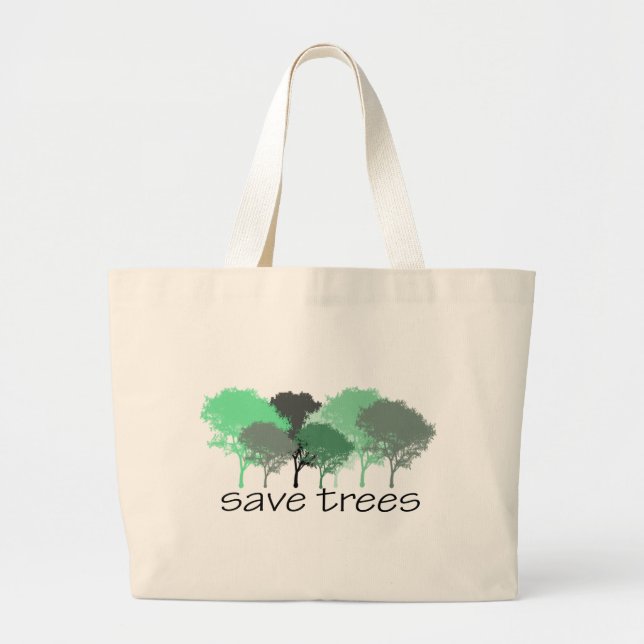 Tree Hugger! Cute Trees design! Ecology and trees Large Tote Bag (Front)