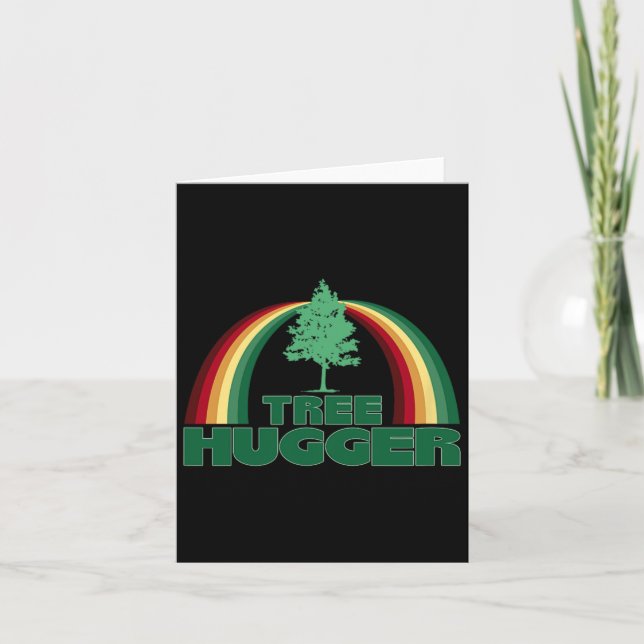 Tree Hugger Earth Day Tree Environmental Protectio Card (Front)