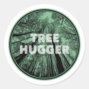 Tree Hugger Green Classic Round Sticker