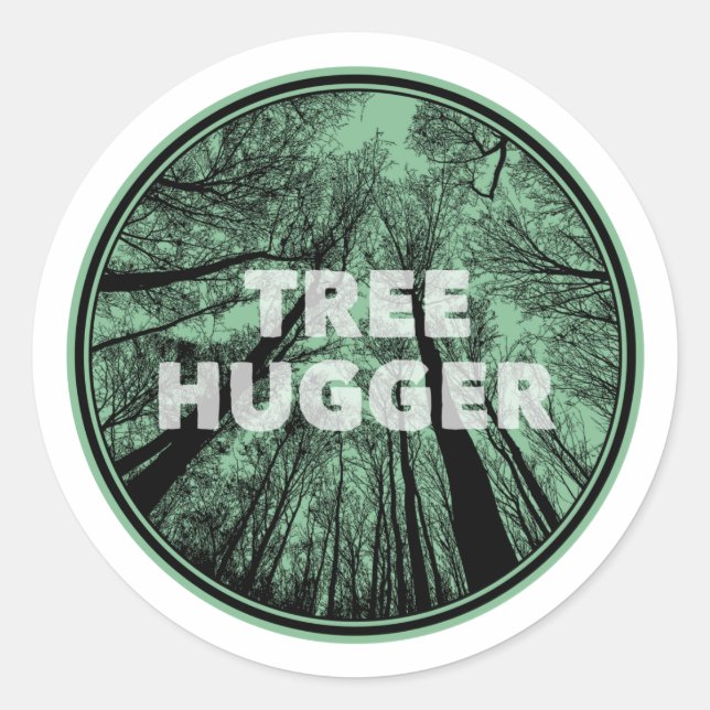 Tree Hugger Green Classic Round Sticker (Front)