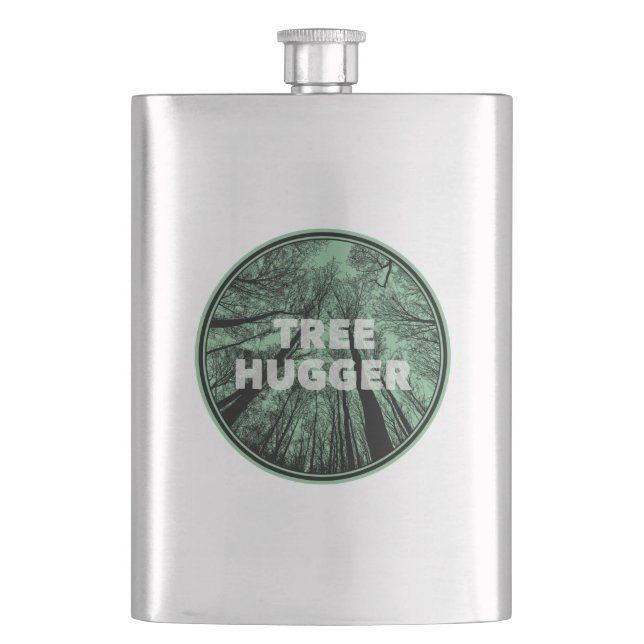 Tree Hugger Green Hip Flask (Front)