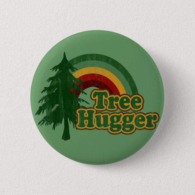 Tree Hugger Hippie Rainbow 6 Cm Round Badge (Front)