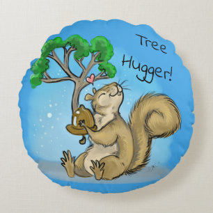 Tree Hugger! Squirrel Round Cushion