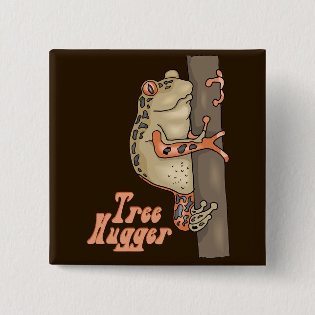 Tree Hugger Tree Frog 15 Cm Square Badge (Front)