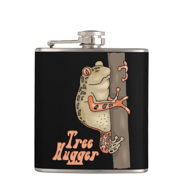 Tree Hugger Tree frog Hip Flask (Front)