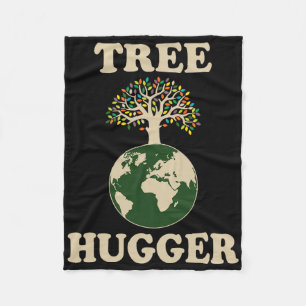 Tree Hugger Vintage Retro Nature Environmental Ear Fleece Blanket