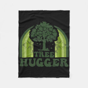Tree Hugger Vintage Retro Nature Environmental Ear Fleece Blanket