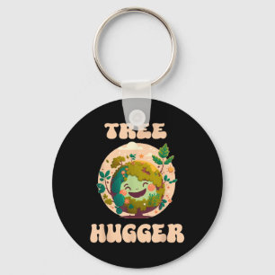 Tree Hugger Vintage Retro Nature Environmental Ear Key Ring