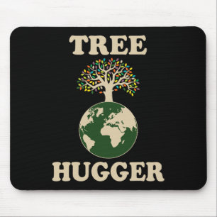 Tree Hugger Vintage Retro Nature Environmental Ear Mouse Pad