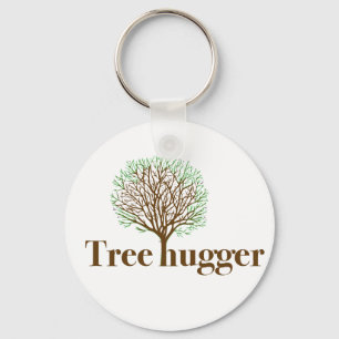 Tree Hugger w/ tree illustration Key Ring