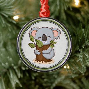 Tree-hugging koala bear metal ornament
