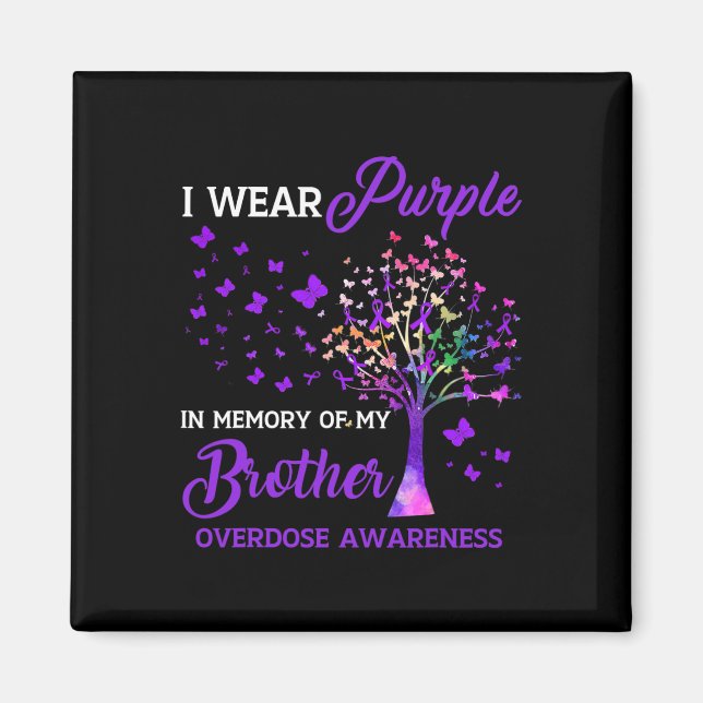 Tree I Wear Purple Memory Of Brother Overdose Awar Magnet (Front)
