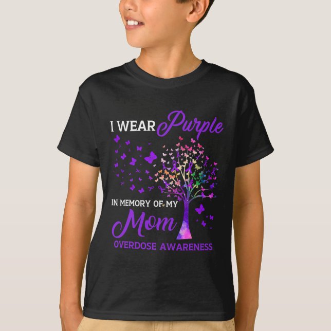 Tree I Wear Purple Memory Of Mum Overdose Awarenes T-Shirt (Front)