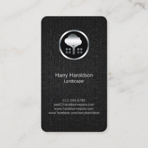 Tree Icon Black Grunge Landscaper Business Card