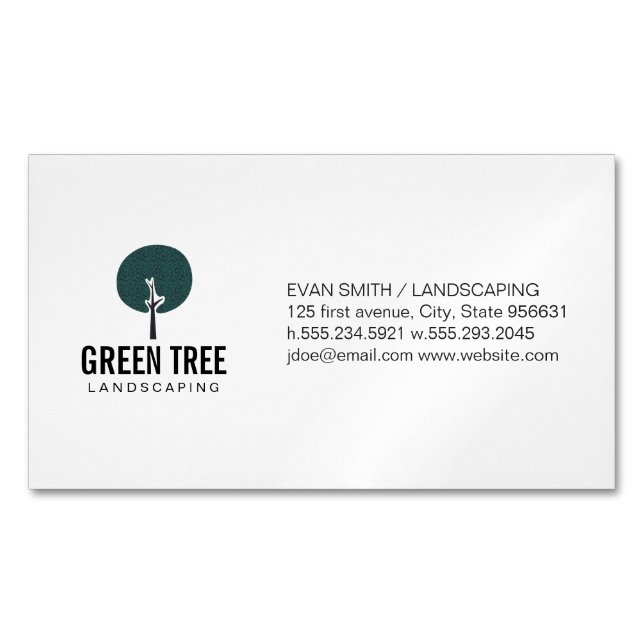 Tree Icon / Landscaper Magnetic Business Card (Front)
