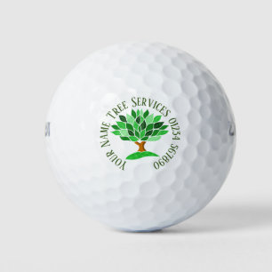 Tree Illustration with Green Leaves Pattern. Golf Balls