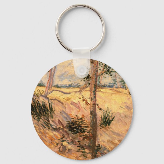 Tree in a Field on a Sunny Day by Vincent van Gogh Key Ring (Front)