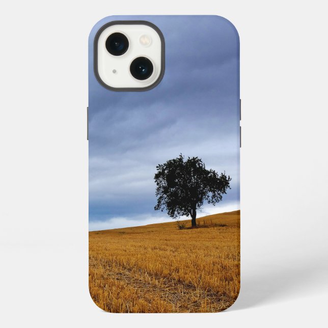 Tree in a wheat field iPhone case (Back)