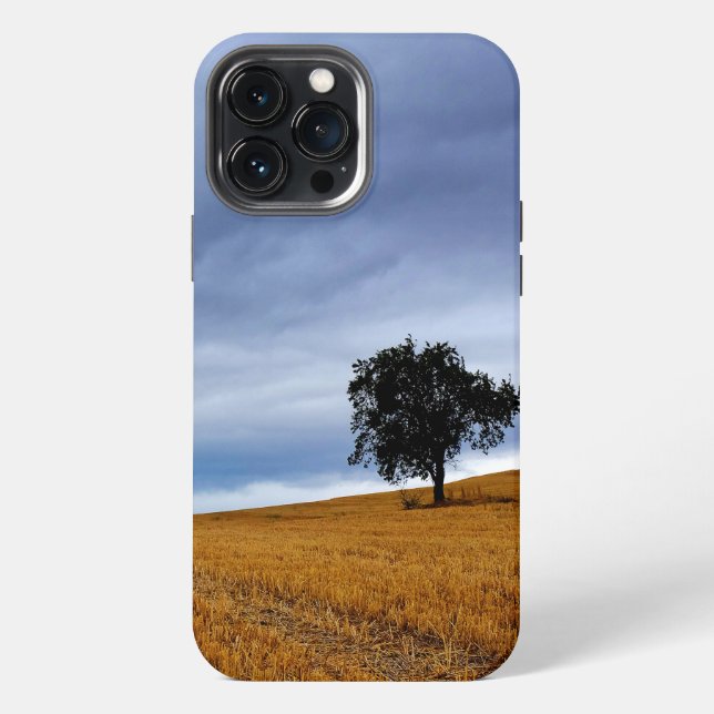 Tree in a wheat field iPhone case (Back)