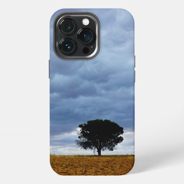 Tree in an empty field iPhone case (Back)