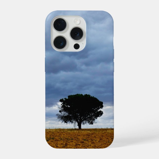 Tree in an empty field iPhone case (Back)