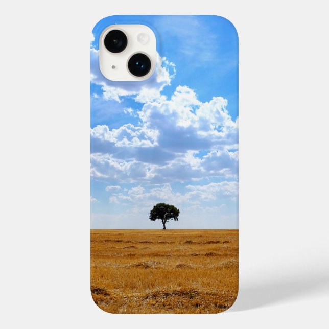 Tree in an harvested wheat field  Case-Mate iPhone case (Back)