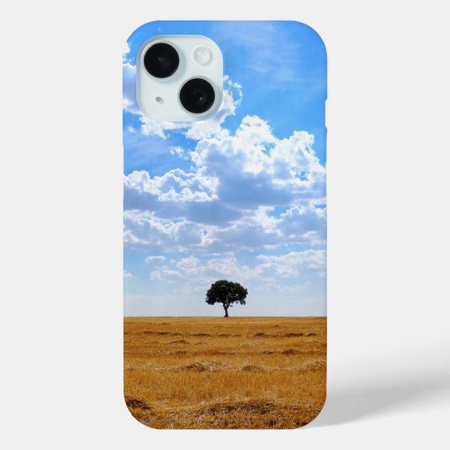 Tree in an harvested wheat field  Case-Mate iPhone case (Back)