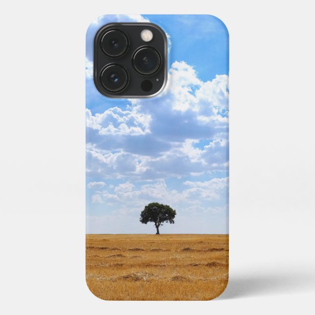 Tree in an harvested wheat field  iPhone case (Back)
