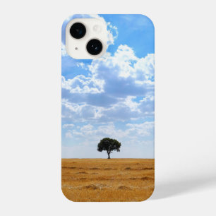 Tree in an harvested wheat field  iPhone 14 case