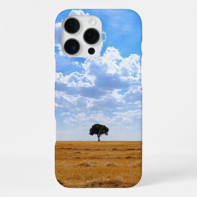 Tree in an harvested wheat field  iPhone case (Back)