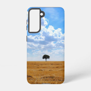 Tree in an harvested wheat field  samsung galaxy case